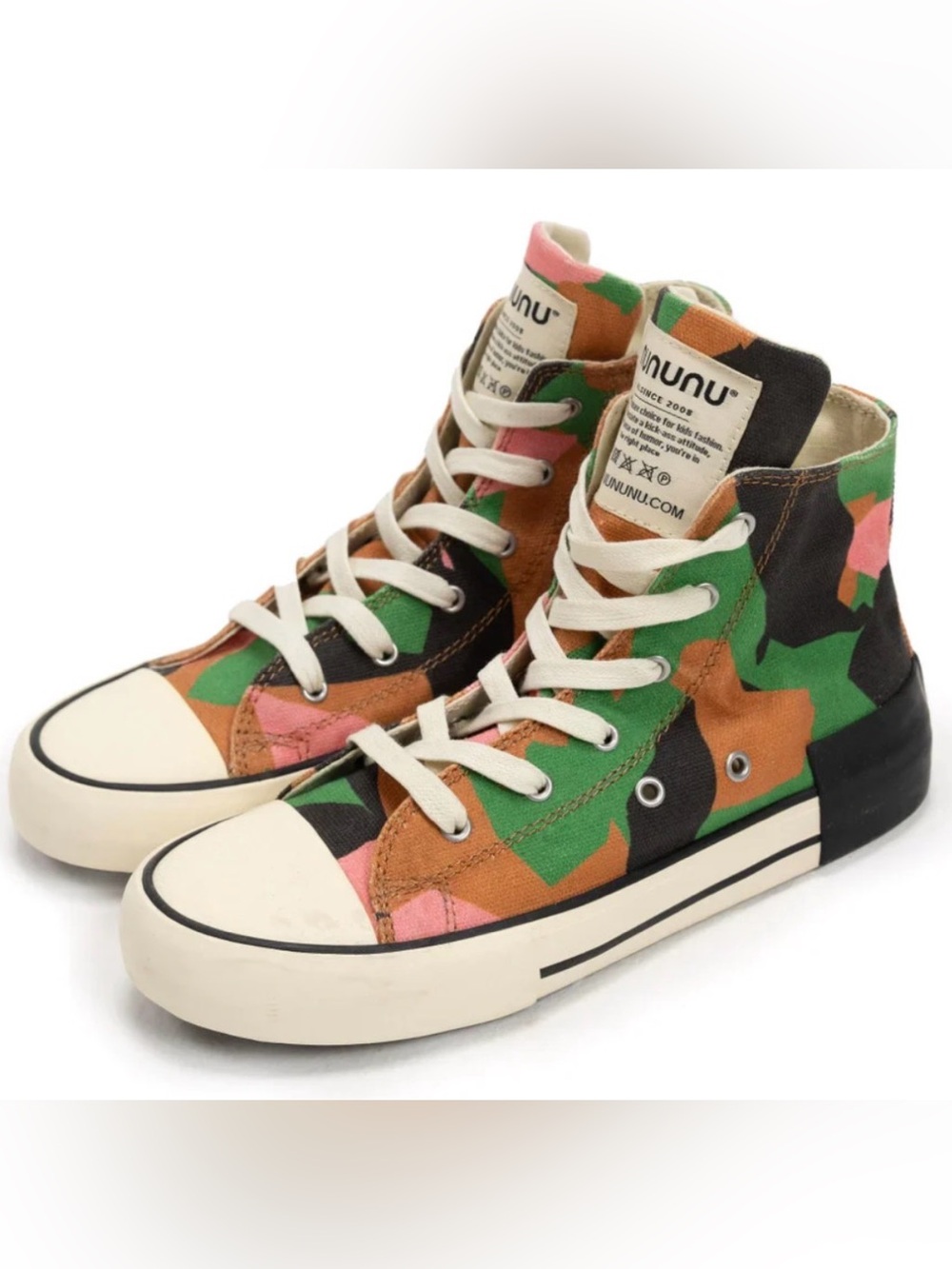 NUNUNU High-Top Canvas Sneakers in Multicolor Camo
